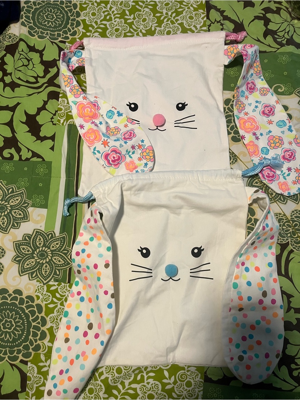 Two cloth bunny bags